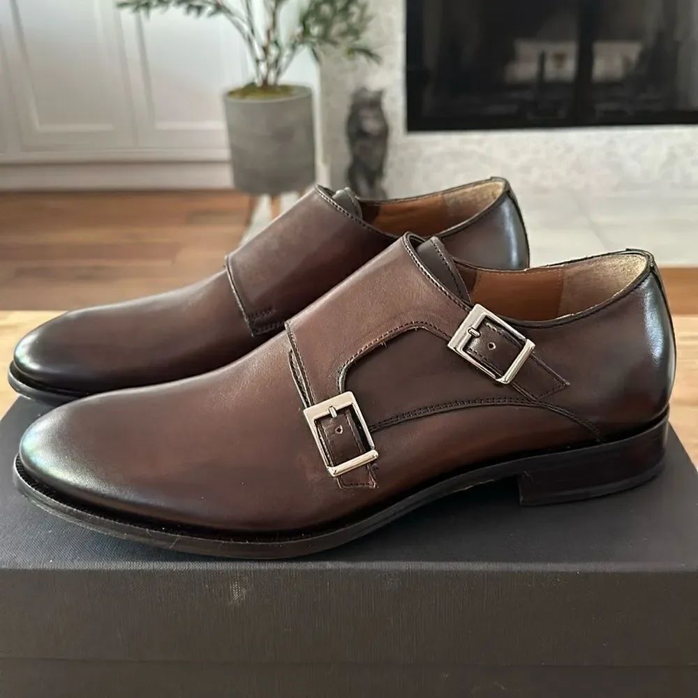 L’UNICA COSA DOUBLE MONKSTRAP IN ESPRESSO SIZE 8 MENS NEW IN BOX
